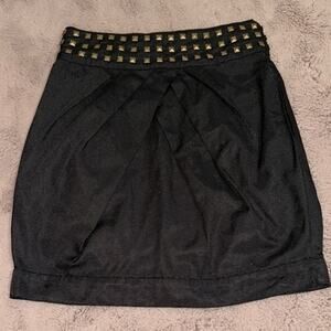 Black Mini Skirt with Metal Studs, Medium NWT